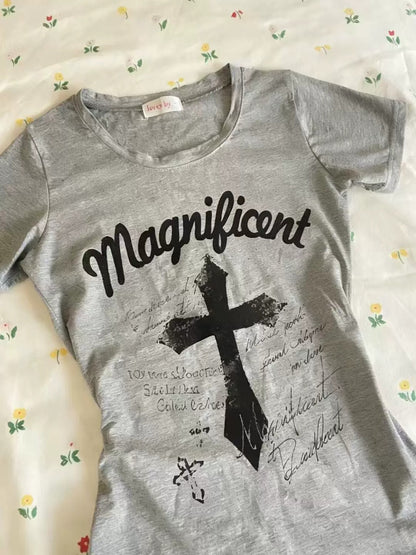 Grey Cross Graphic Slim Tee