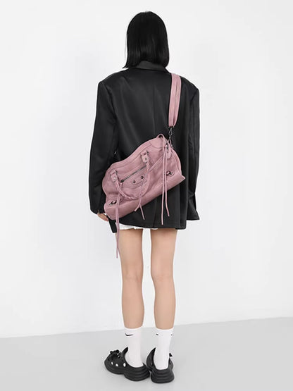 Dirty Pink Studded Crossbody Bag