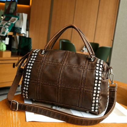 Studded Leather Duffel Bag