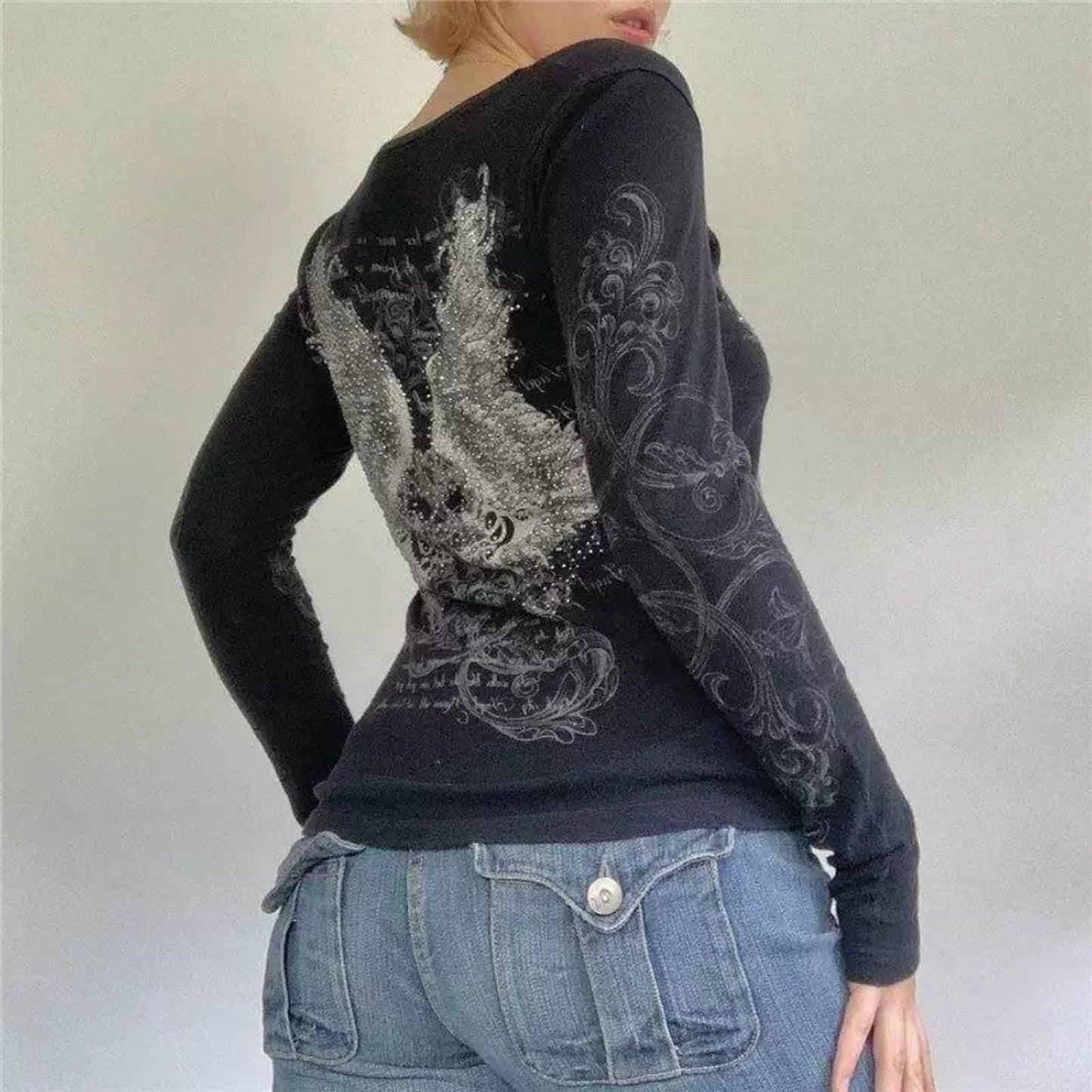 Y2K Rhinestone Grunge Top