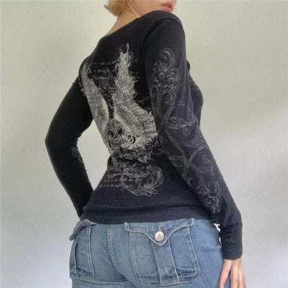 Y2K Rhinestone Grunge Top