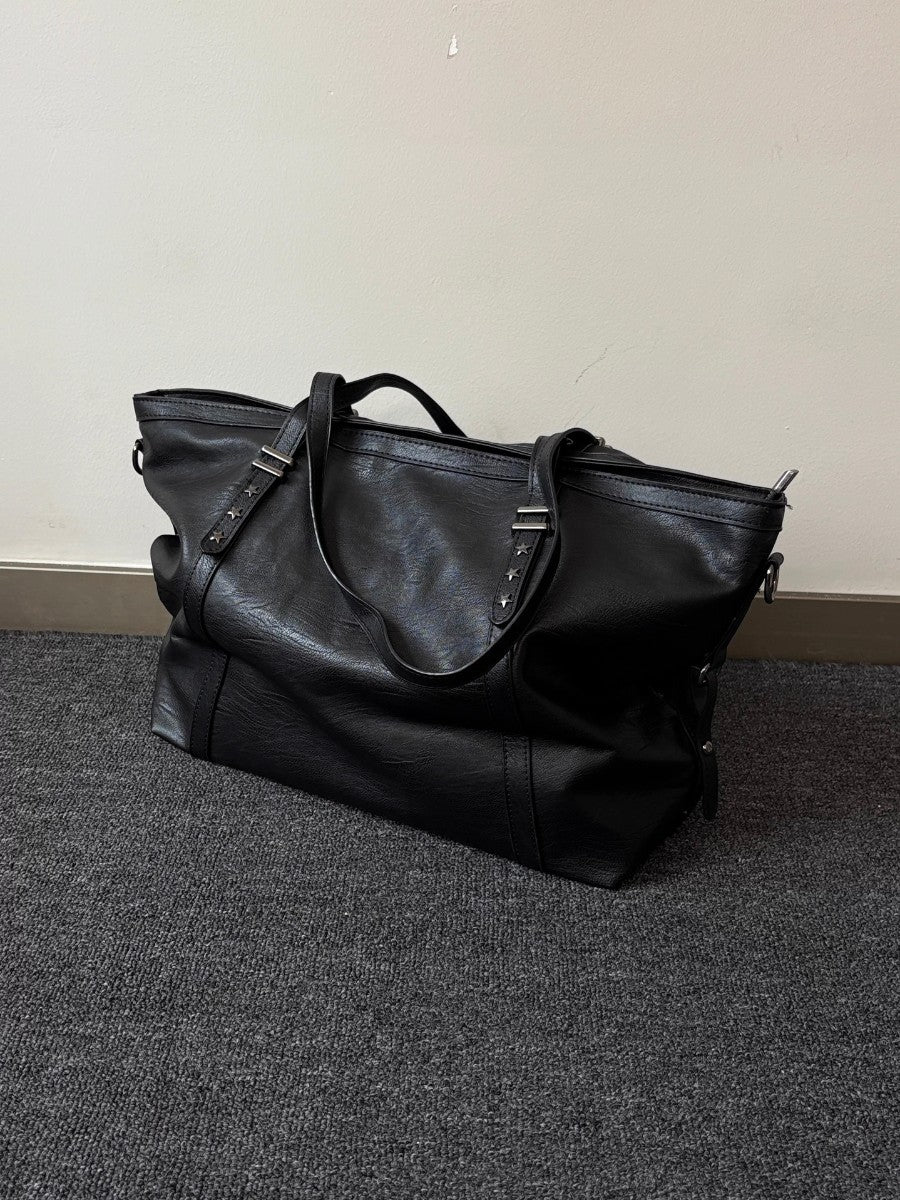 Soft Leather Pleated Tote Bag