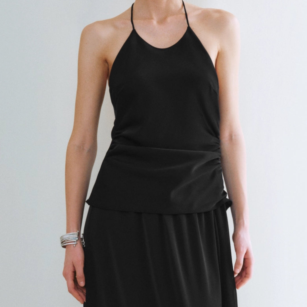 Asymmetrical Draped Detail Sleeveless Top