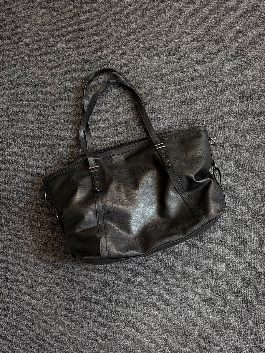 Soft Leather Pleated Tote Bag