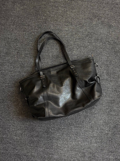 Soft Leather Pleated Tote Bag
