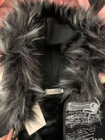 Y2K Punk Spider Print Slim-Fit Hooded Jacket