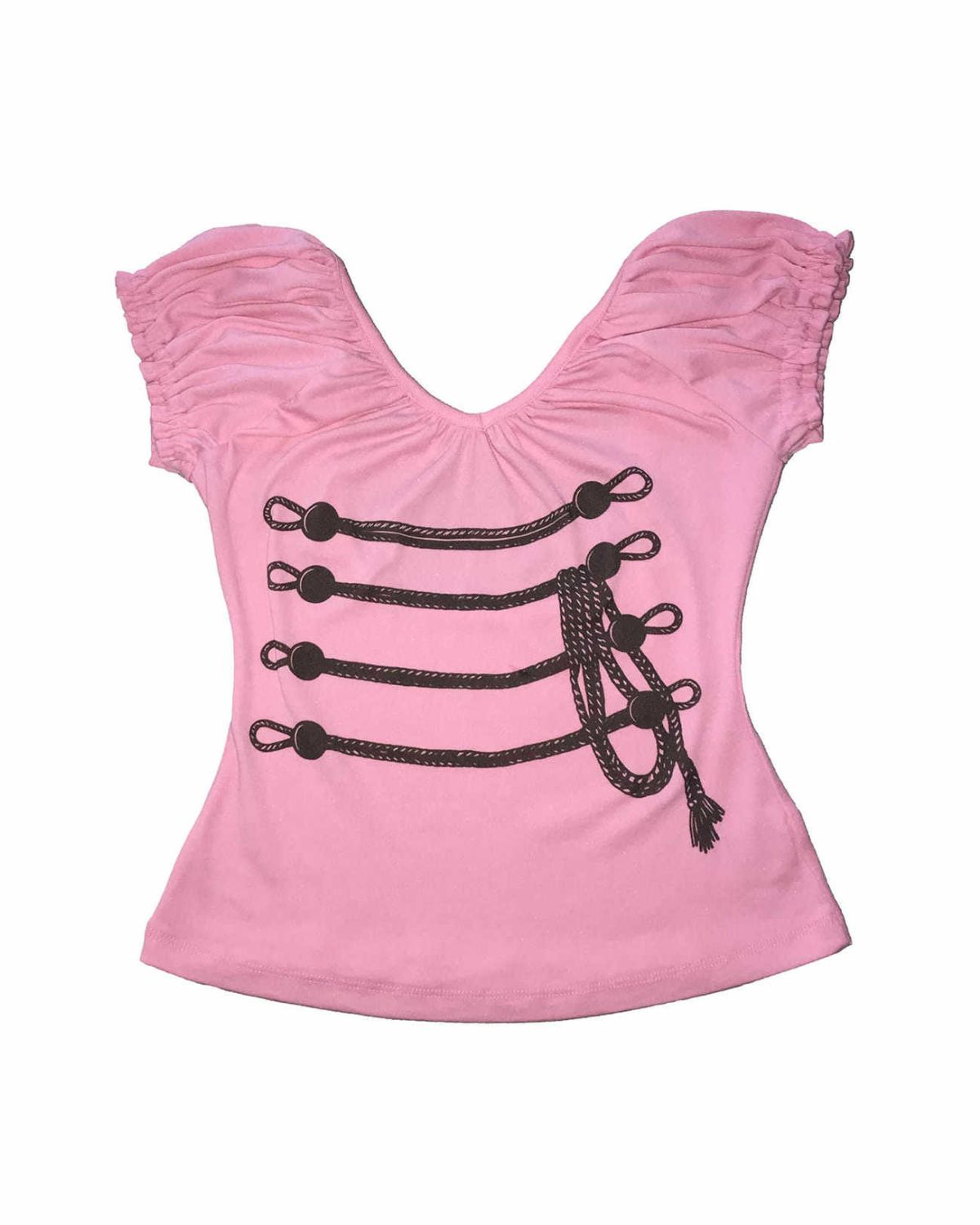Ruched Graphic Slim Top