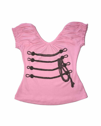 Ruched Graphic Slim Top