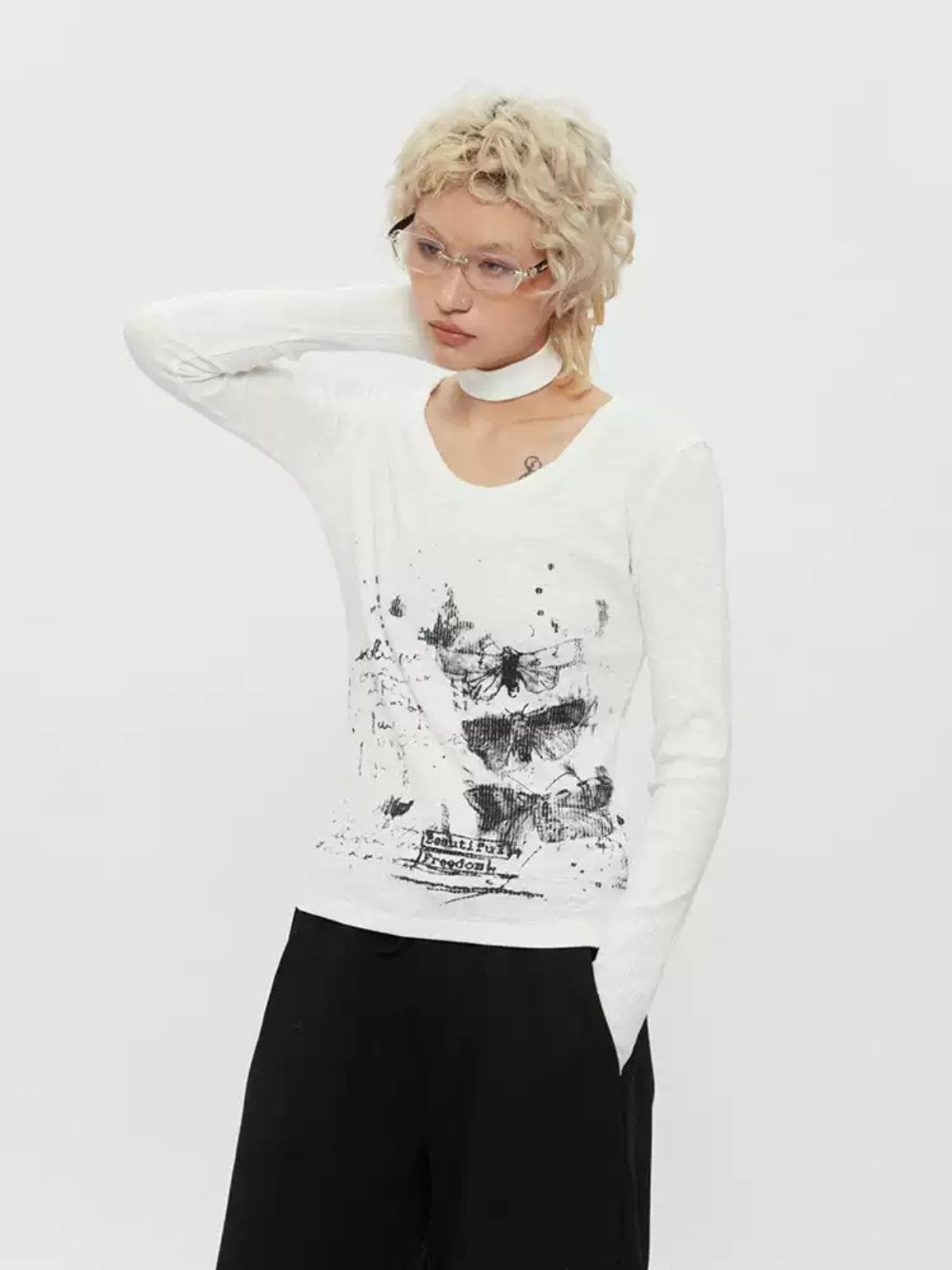 U-Neck Slim Long Sleeve Top