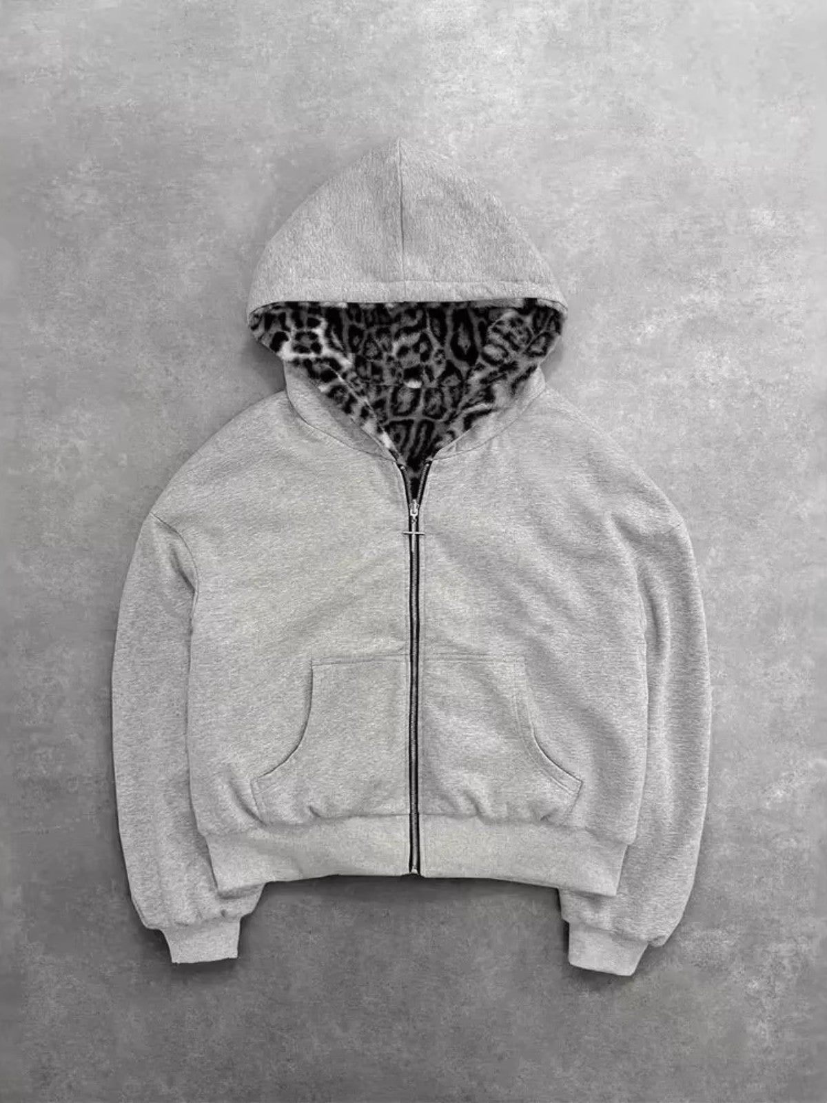 Reversible Leopard Print Zipper Hoodie