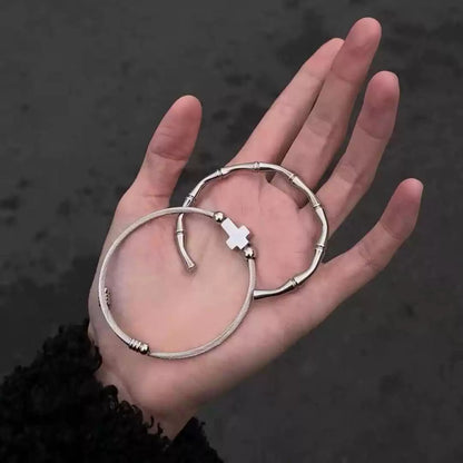 Titanium Steel Cross Bamboo Bracelet