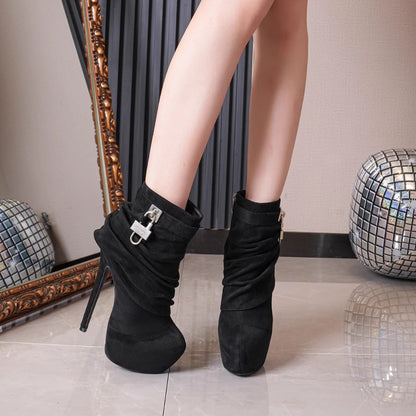 Suede Platform High Heel Boots