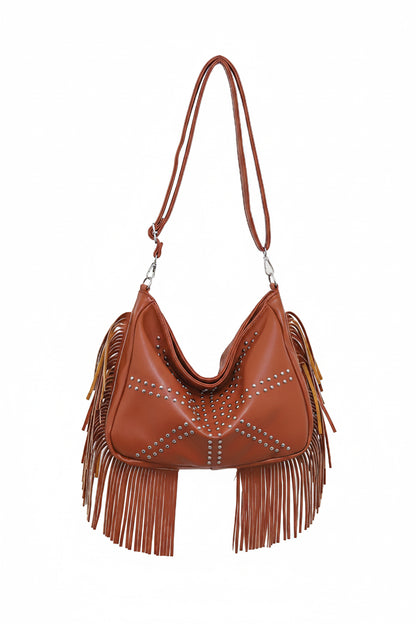 Studded Fringe Shoulder Bag