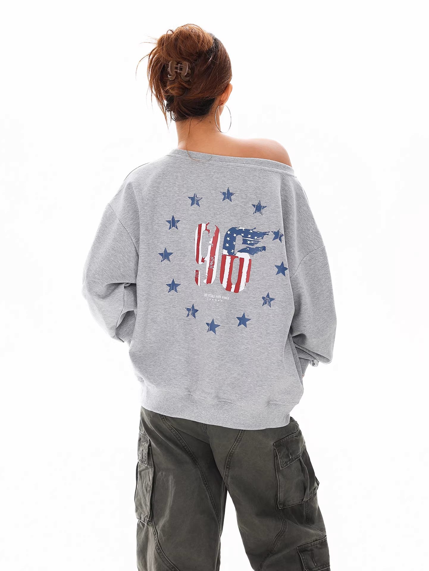 Off Shoulder Graphic Sweatshirt