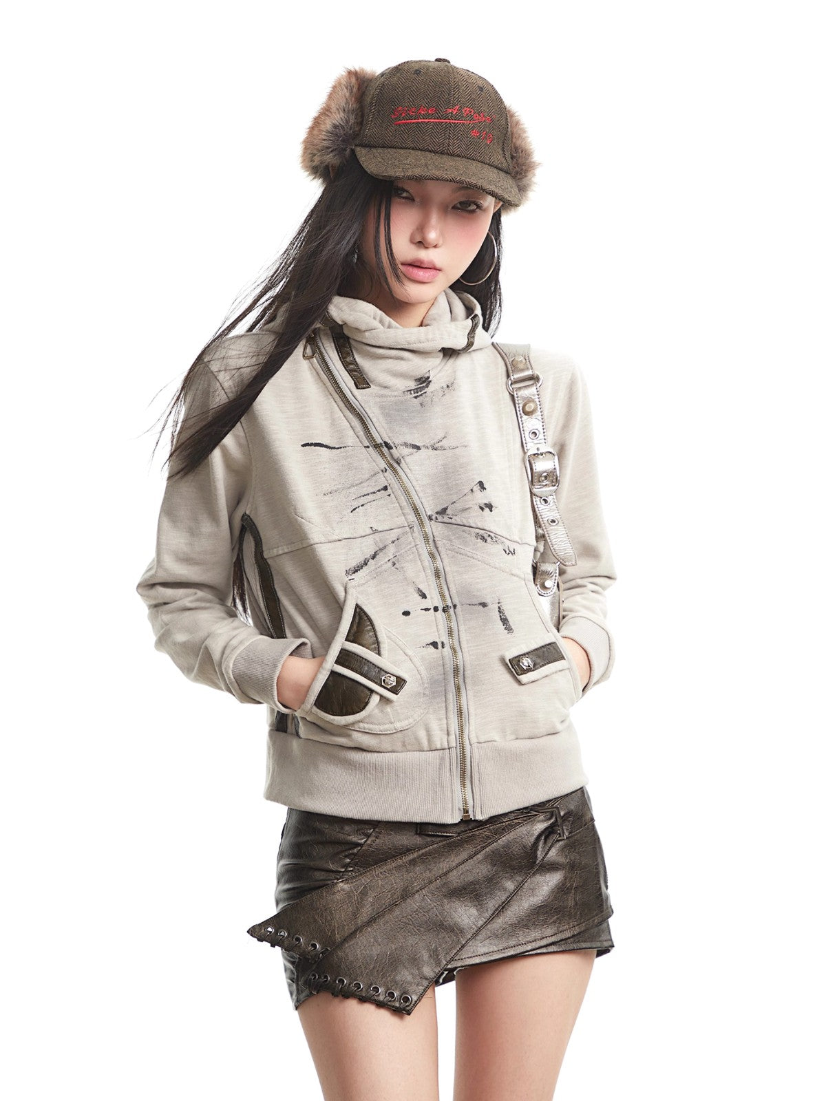Retro Hooded Zipper Short Jacket