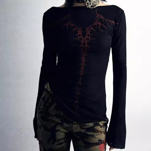 Vintage Y2K Fire Graphic Long Sleeve