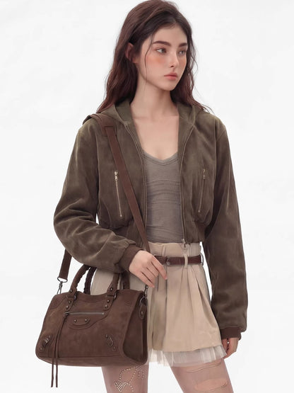 Retro Motorcycle Waxed Shoulder Bag
