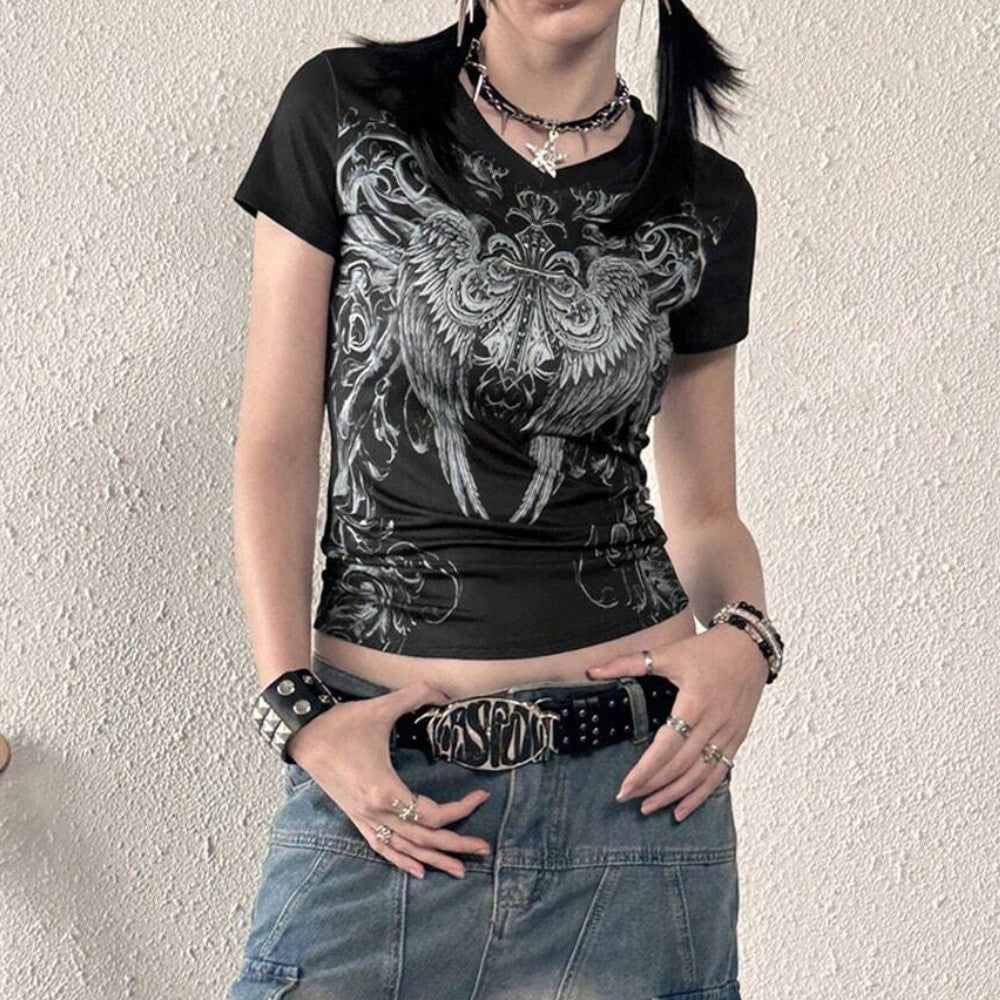Dark Subculture Angel Wing V-Neck Top