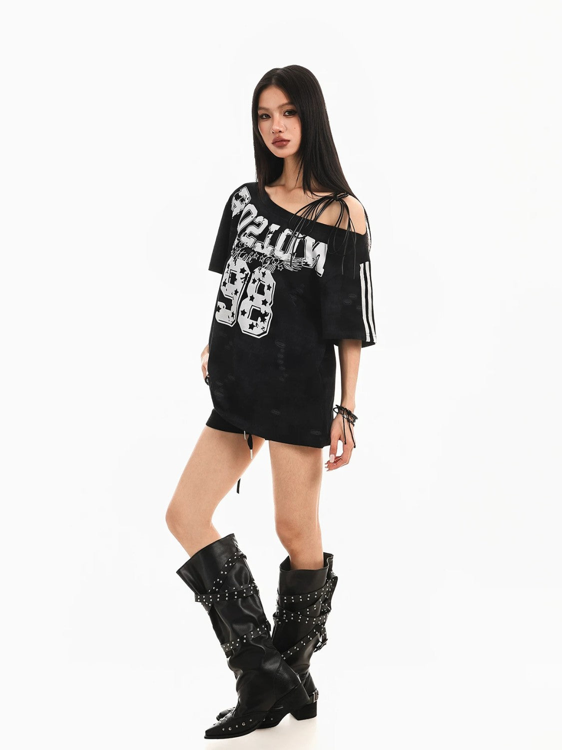 Retro Ripped Off-Shoulder Tee