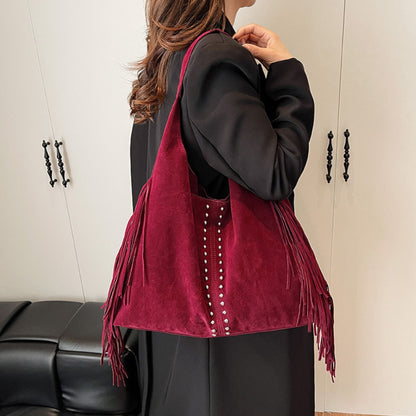 Fringed Suede Shoulder Bag