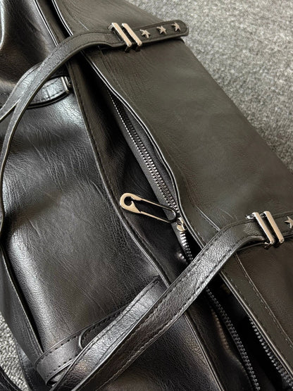 Soft Leather Pleated Tote Bag