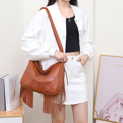 Studded Fringe Shoulder Bag