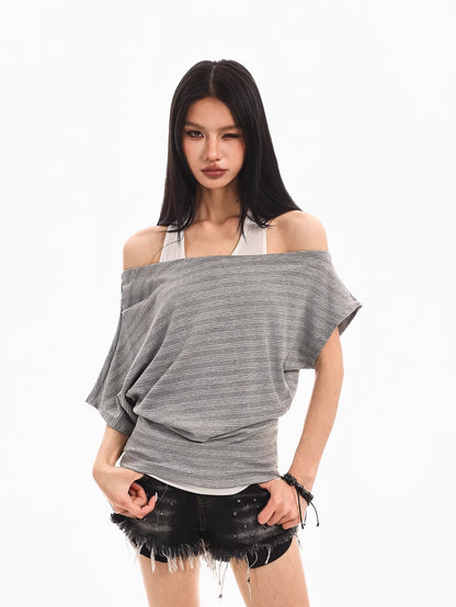 Striped Off Shoulder Halter Top