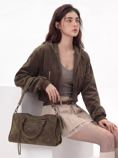 Retro Motorcycle Waxed Shoulder Bag