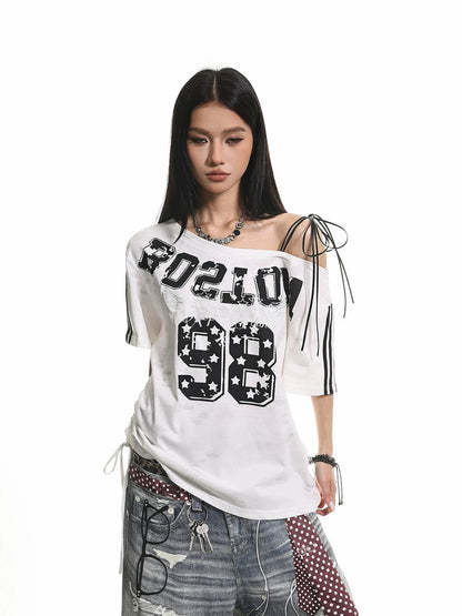 Retro Ripped Off-Shoulder Tee