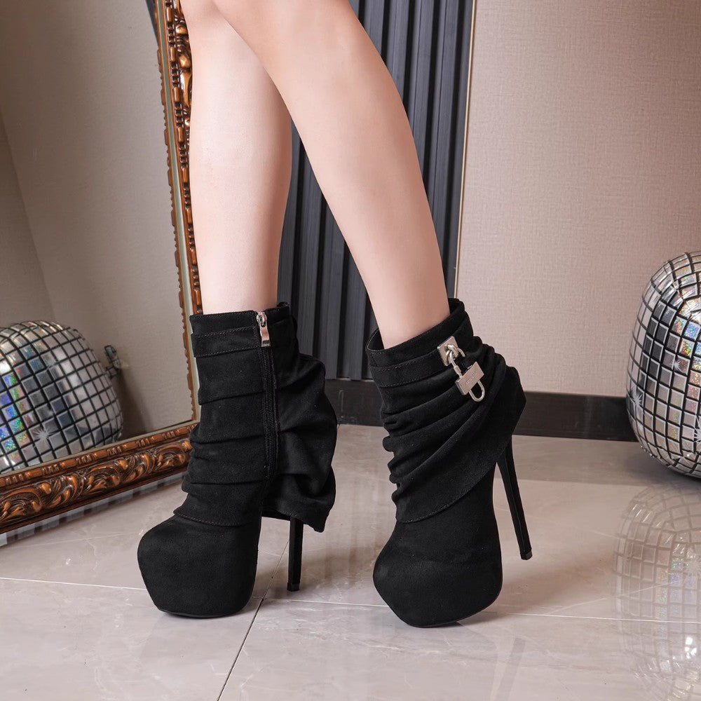 Suede Platform High Heel Boots