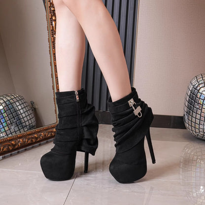 Suede Platform High Heel Boots