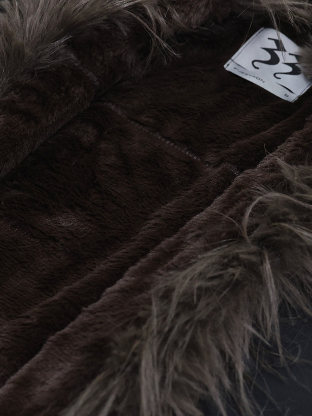 Black Faux Fur Trim Cotton Coat