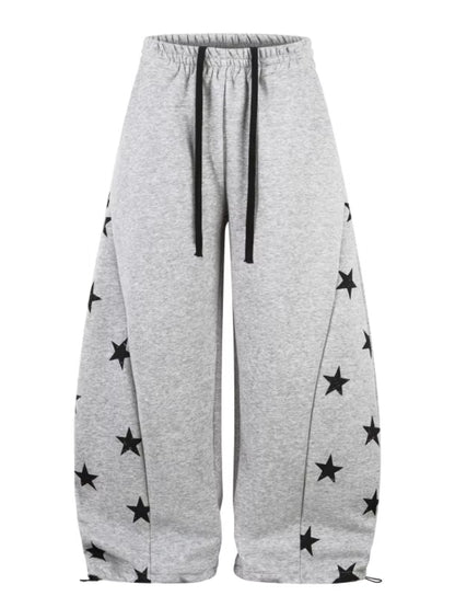 Retro Star Print Wide Sweatpants