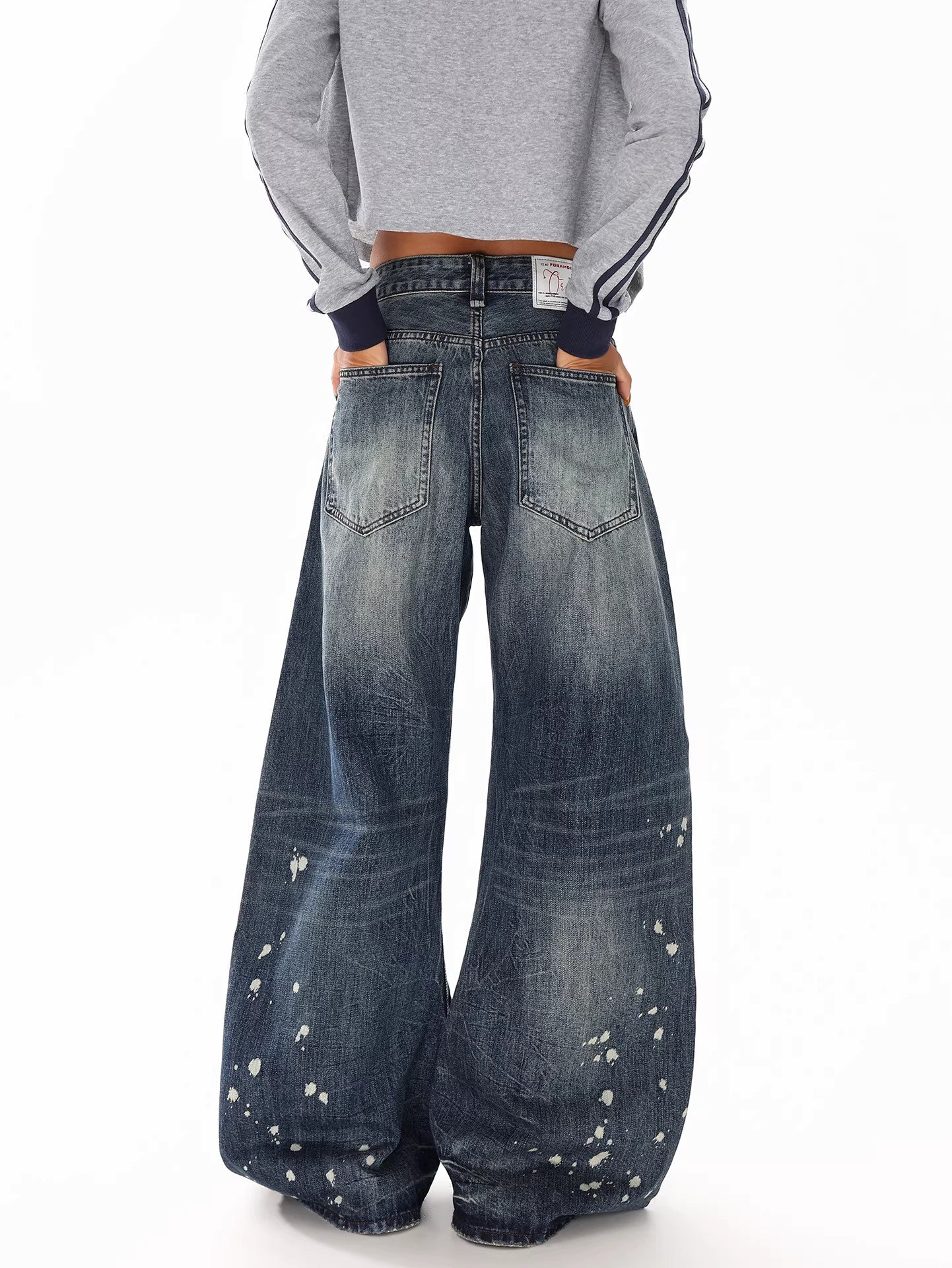 Retro Paint Splatter Wide Jeans