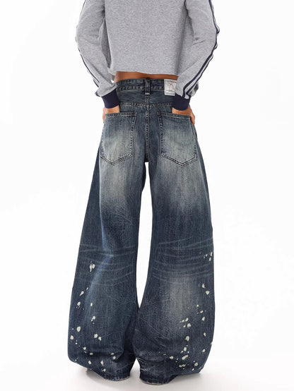 Retro Paint Splatter Wide Jeans