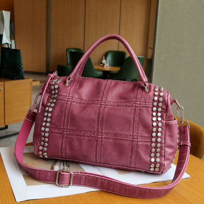 Studded Leather Duffel Bag