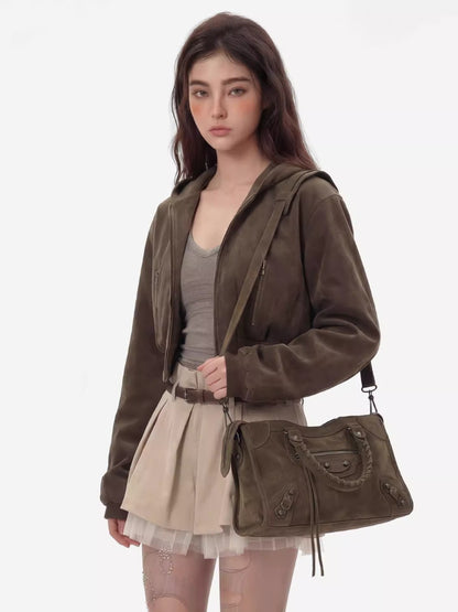 Retro Motorcycle Waxed Shoulder Bag