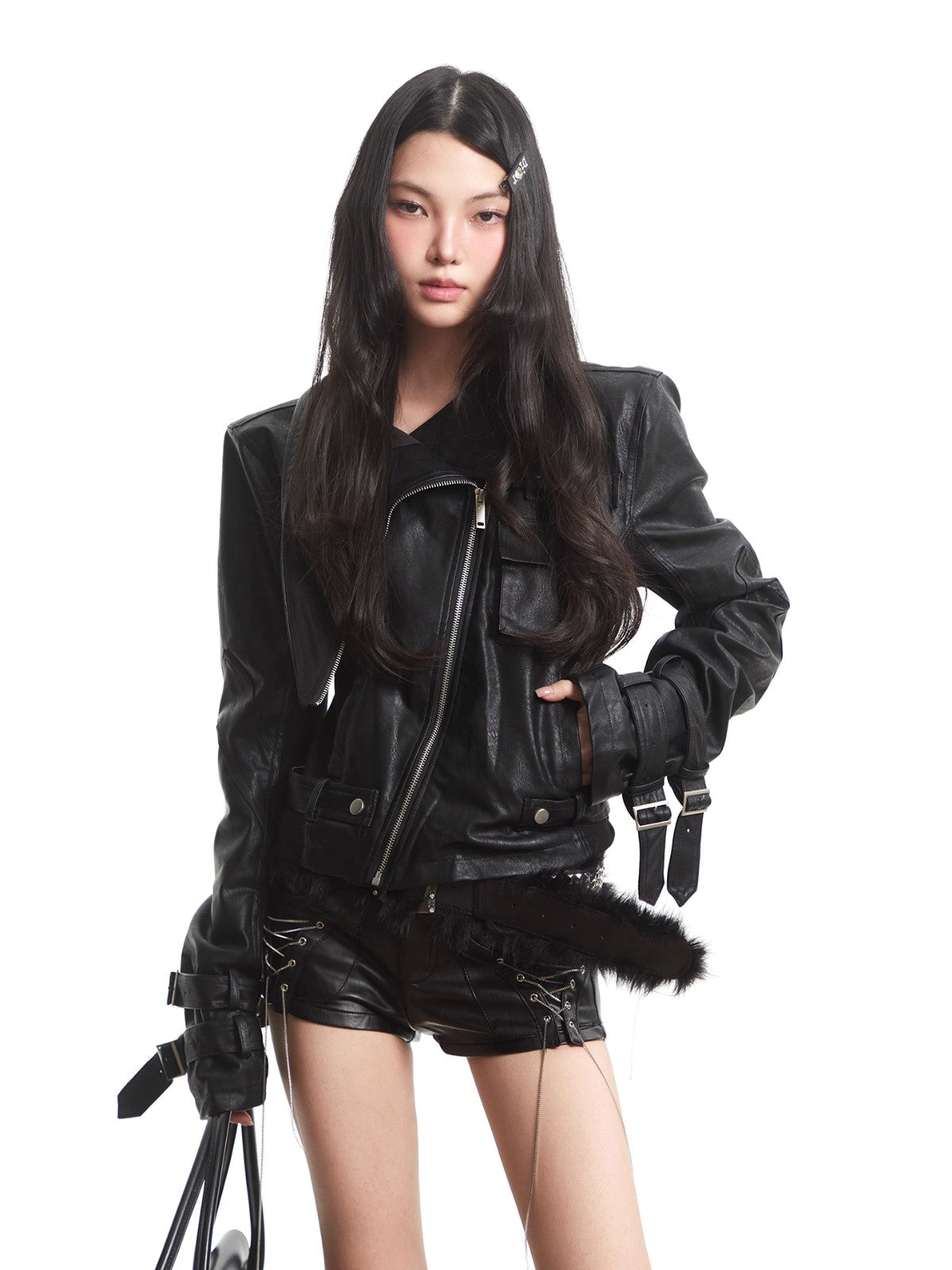 Functional Slim Motorcycle Leather Jacket