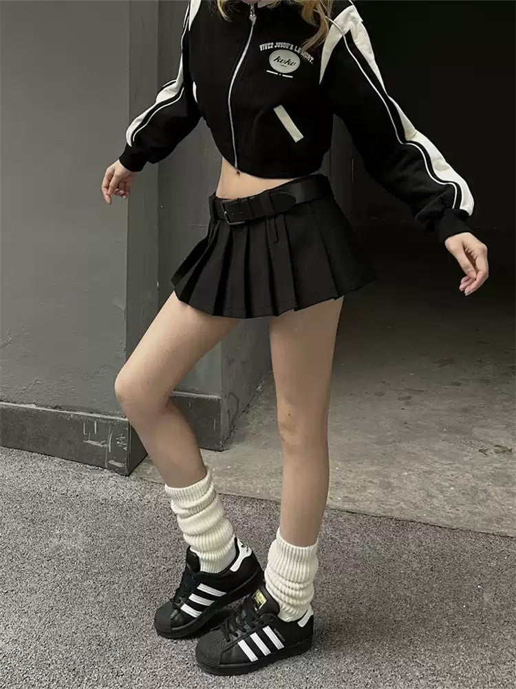 High-Waist Pleated A-Line Mini Skirt for Women