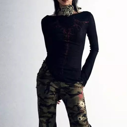 Vintage Y2K Fire Graphic Long Sleeve