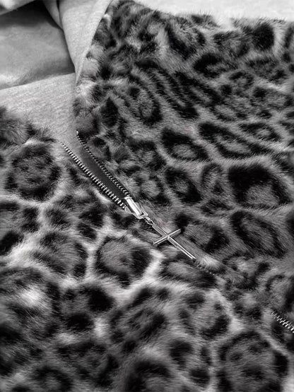 Reversible Leopard Print Zipper Hoodie