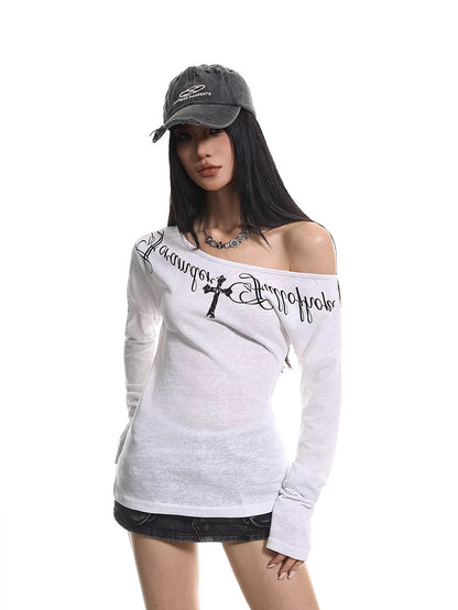 Cross Letter Off Shoulder Top