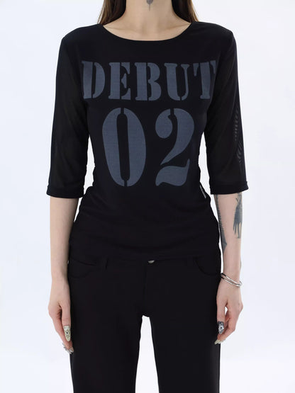 Mesh Sleeve Digital Print Tee
