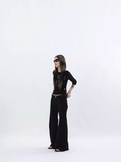 Mesh Sleeve Digital Print Tee