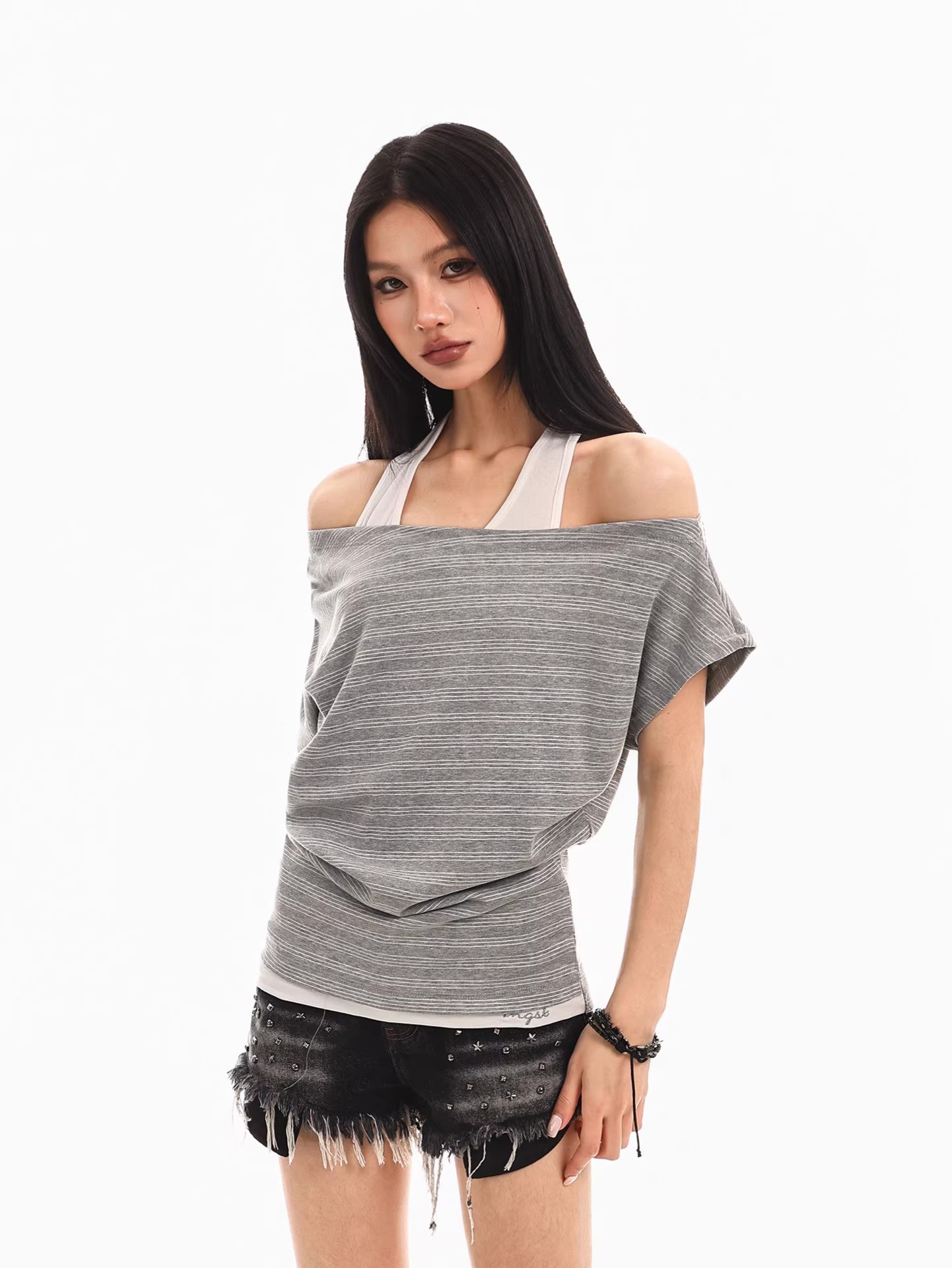 Striped Off Shoulder Halter Top