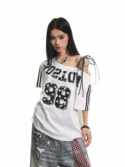 Retro Ripped Off-Shoulder Tee
