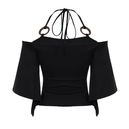 One-Shoulder Leopard Cross Bat Sleeve Top