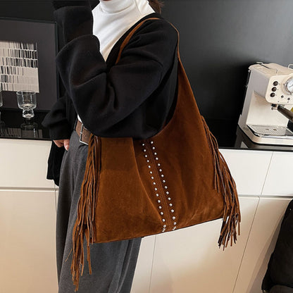 Fringed Suede Shoulder Bag