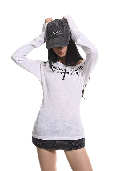 Cross Letter Off Shoulder Top