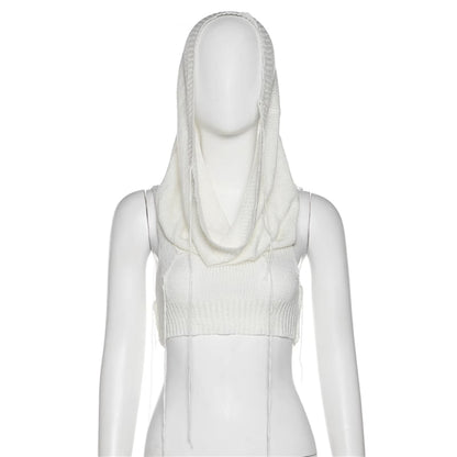 Knitted Hooded Cropped Top